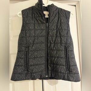 LOFT Women's Charcoal Floral Quilted Vest